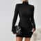 New Women Long Sleeves Turtleneck Sexy Solid Bodycon Sheath Mini Dress Autumn Winter Elegant Party Knitted Dresses