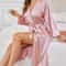 Women Summer Homewear Solid Color Thin Long Sleeve Nightgown Soft Draping Casual Loungewear Outerwe 9