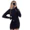 Elegant Long Sleeve Mini Dress, Solid Bodycon Sheath Turtleneck Knitted Dress