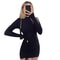 Elegant Long Sleeve Mini Dress, Solid Bodycon Sheath Turtleneck Knitted Dress