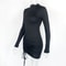 Elegant Long Sleeve Mini Dress, Solid Bodycon Sheath Turtleneck Knitted Dress