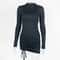 Elegant Long Sleeve Mini Dress, Solid Bodycon Sheath Turtleneck Knitted Dress