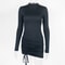 Elegant Long Sleeve Mini Dress, Solid Bodycon Sheath Turtleneck Knitted Dress