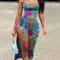 Women Summer Sexy Suspender Long Dress Split Printing TieUp Fashionable Elegant Club Beach Party Cl