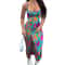 Women Summer Sexy Suspender Long Dress Split Printing TieUp Fashionable Elegant Club Beach Party Cl