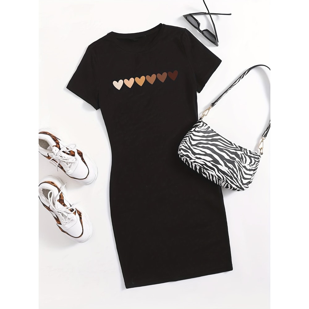 Women Short Sleeve O-Neck Loose Casual Dresses, Fashion High Quality Short Sleeve Loose Sports T-shirt, Breathable Top