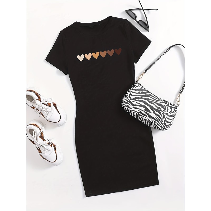 Women Short Sleeve O-Neck Loose Casual Dresses, Fashion High Quality Short Sleeve Loose Sports T-shirt, Breathable Top