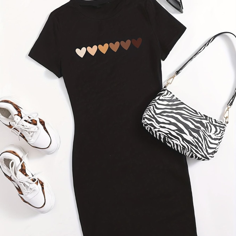 Women Short Sleeve O-Neck Loose Casual Dresses, Fashion High Quality Short Sleeve Loose Sports T-shirt, Breathable Top