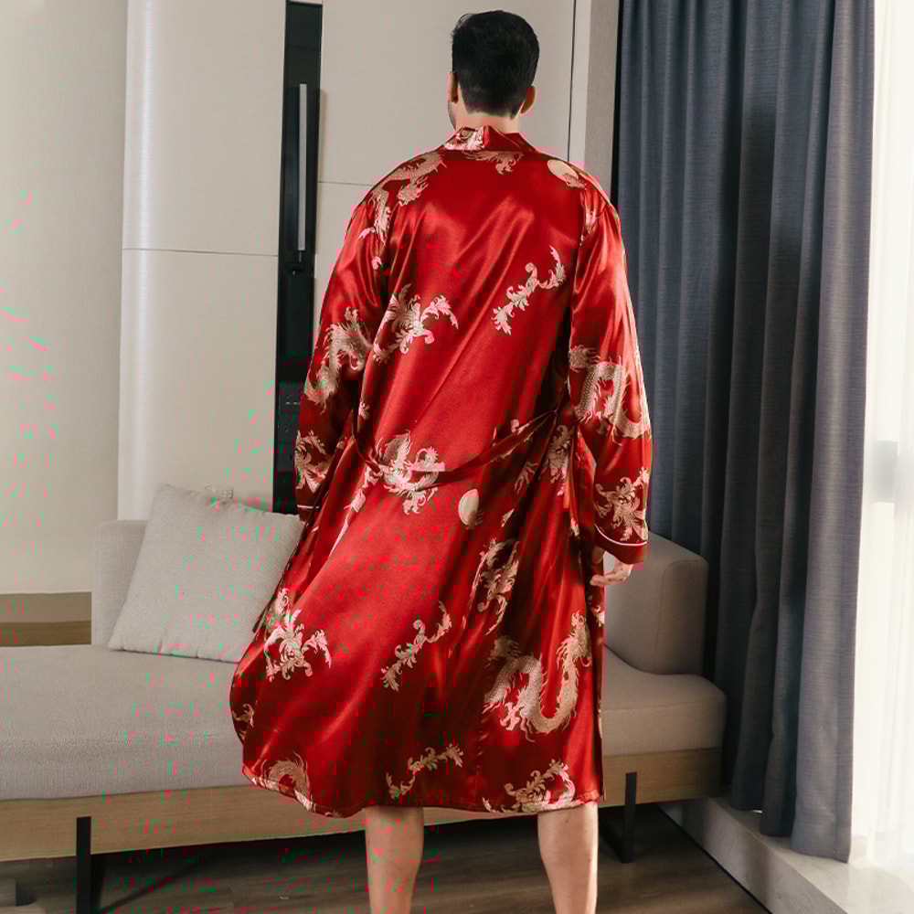 Silk Mens Pajama Oversized Long Sleeved Bathrobe Ice Silk Spring Autumn Home Clothing For Summer 1