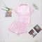 HighGrade Pink Striped Satin Silk Pajamas Women ShortSleeved Vneck Top And Shorts Sleepwear 4