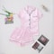 HighGrade Pink Striped Satin Silk Pajamas Women ShortSleeved Vneck Top And Shorts Sleepwear 7