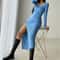VNeck Slim TightFitting Wrap Dresses Autumn Winter French Slit Womens Sweater Dress 2