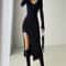 VNeck Slim TightFitting Wrap Dresses Autumn Winter French Slit Womens Sweater Dress 12