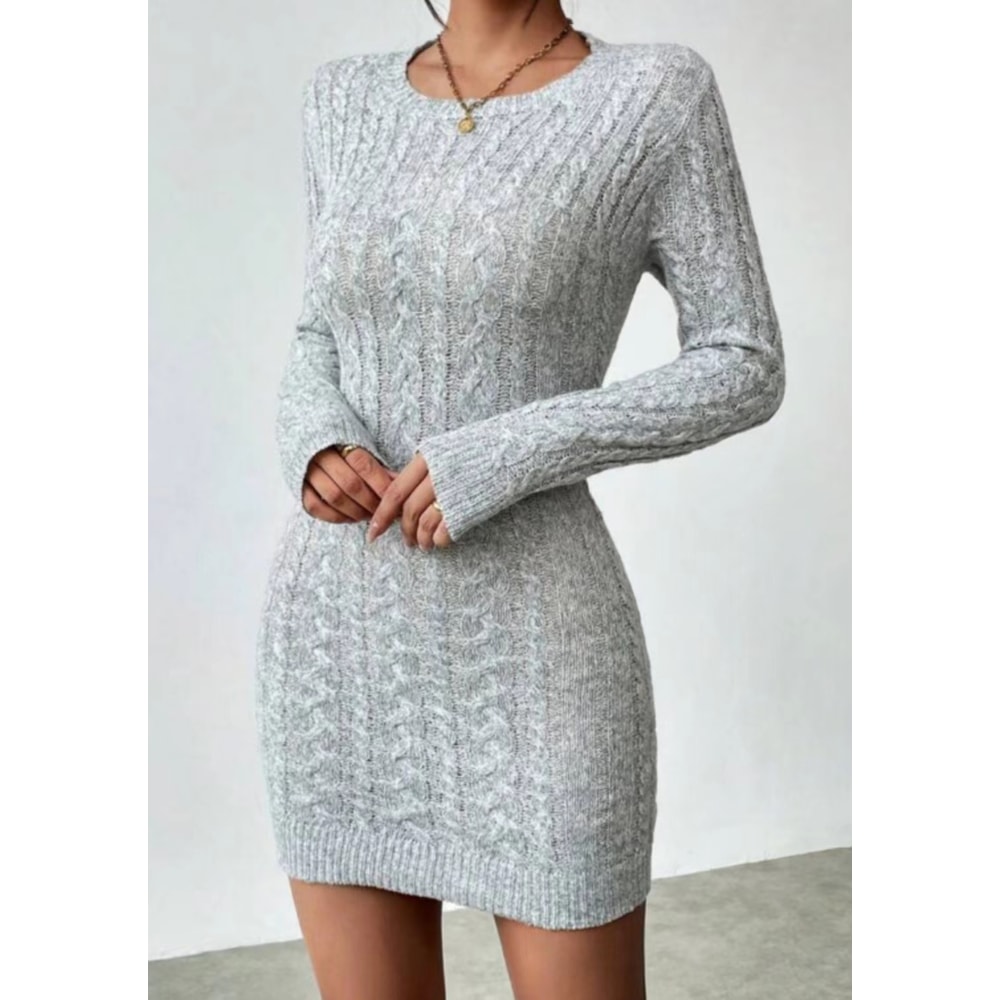 Slim Knit Crew Neck Dress Women's Spice Girl Niche Temperament Autumn Winter Slim Base with Short Skirt