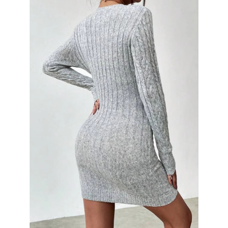 Slim Knit Crew Neck Dress Women's Spice Girl Niche Temperament Autumn Winter Slim Base with Short Skirt