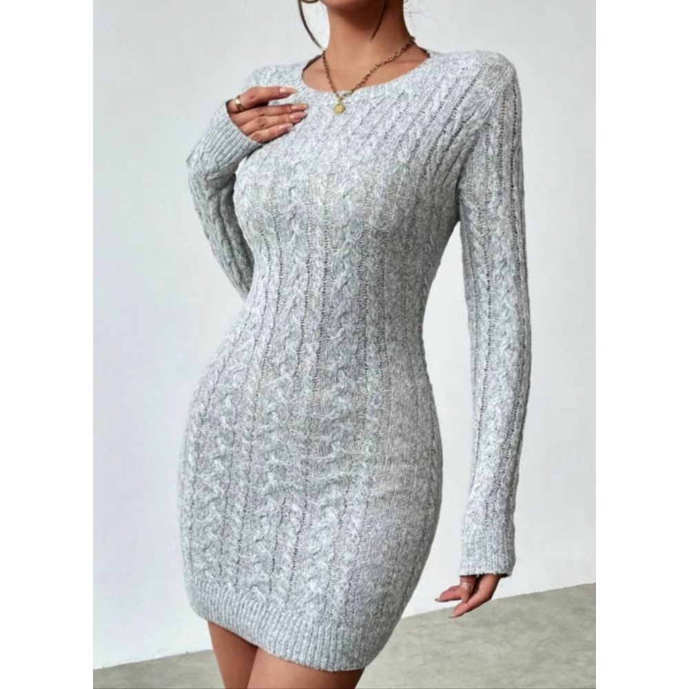 Slim Knit Crew Neck Dress Women's Spice Girl Niche Temperament Autumn Winter Slim Base with Short Skirt