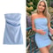 Dress Women Off Shoulder Corset Short Dresses Ruched Backless Bodycon Blue Black White Sexy Party D 0
