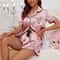 Comfortable Luxury Satin Silk Womens Pajamas Set Short Sleeve Leisure Sleepwear Home Clothes Pyjama 0