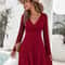 Solid Color Long Sleeve Mini Dress, Wrap Dress - A-Line Short Sleeveless Bodycon Dress