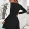 Solid Color Long Sleeve Mini Dress, Wrap Dress - A-Line Short Sleeveless Bodycon Dress