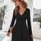 Solid Color Long Sleeve Mini Dress, Wrap Dress - A-Line Short Sleeveless Bodycon Dress