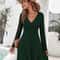 Solid Color Long Sleeve Mini Dress, Wrap Dress - A-Line Short Sleeveless Bodycon Dress