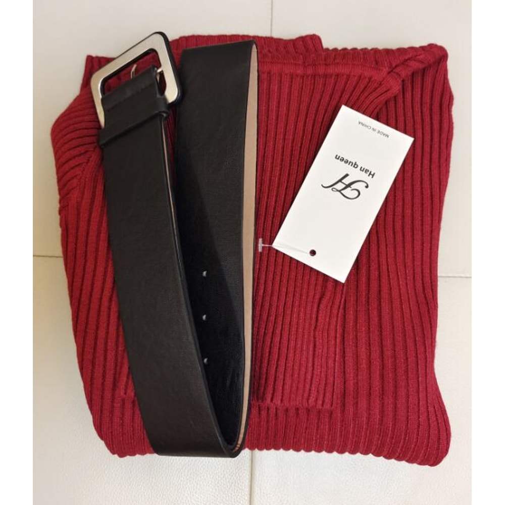 Soft Elastic Turtleneck Sweater Bodycon Dress Midi Winter Party Dress For Women With Belt 3