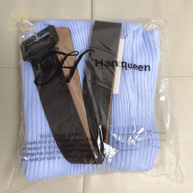 Soft Elastic Turtleneck Sweater Bodycon Dress Midi Winter Party Dress For Women With Belt 4