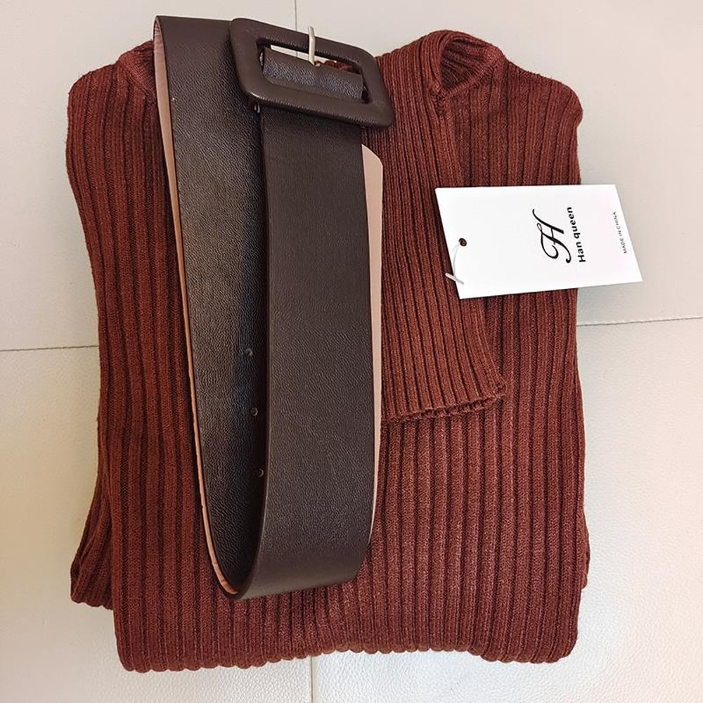 Soft Elastic Turtleneck Sweater Bodycon Dress Midi Winter Party Dress For Women With Belt 11