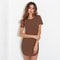 Summer Women Short Sleeve Dresses Ladies Solid Color ONeck Bodycon Stretch Slim Mini Dress For Casu 9
