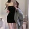 WhiteBlack Sling Sleeveless Dress, Sexy Tight Slimming Skirt, Women's Summer Short Arm Covering, Simple