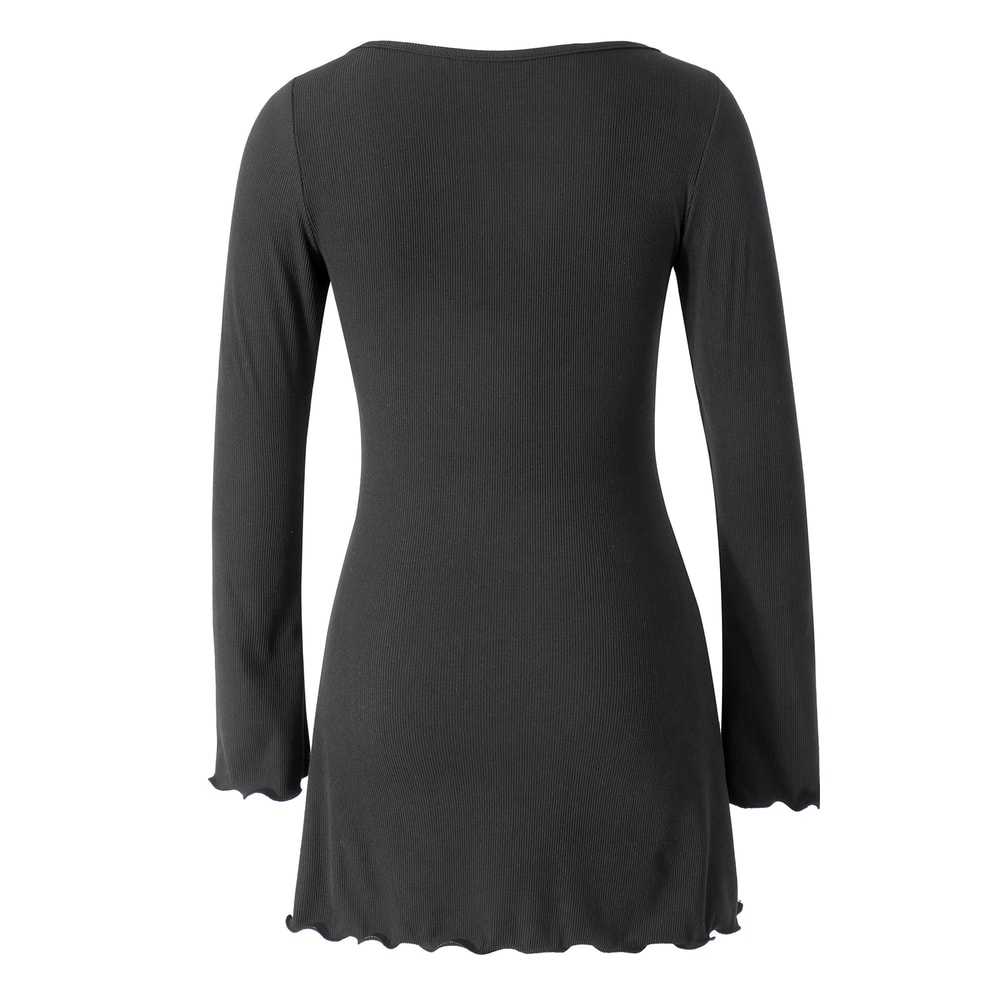 Knit Long Sweater Long Sleeve Ruched Short Dress for Casual Fairy Grunge Streetwear