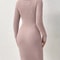 The New Autumn and Winter Style High-Necked Slim-Fitting Knit Dress