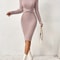 The New Autumn and Winter Style High-Necked Slim-Fitting Knit Dress