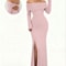 Chic Figure-Hugging Midi, Women's Off-Shoulder Bodycon Dress, Long Sleeve High Slit Bandage Dress