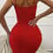 V Neck Spaghetti Strap Slim Dress Backless Pleated Mini Dress Elastic Machine Washable Cocktail Cl 2