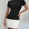 Half High Neck Short Dress, Spring and Summer Color Matching Slim Fit, Short Sleeve All-Commute Dress