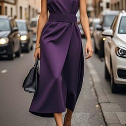 fashion casual long dress, female sleeveles o-neck, solid color waist-closing women dresses, elegant office ladies dress