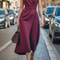 Fashion Casual Long Dress, Female Sleeveles O-neck, Solid Color Waist-closing Women Dresses, Elegant Office Ladies Dress