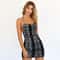 Summer Fashion Club Snake Print Bodycon Dress, Sleeveless Bandage Halter Mini Robe
