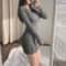 Dresses For Women Fashion Long Sleeve Pleated Bodycon Slim Fit, Casual Autumn Tank Party Vestidos