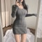 Dresses For Women Fashion Long Sleeve Pleated Bodycon Slim Fit, Casual Autumn Tank Party Vestidos