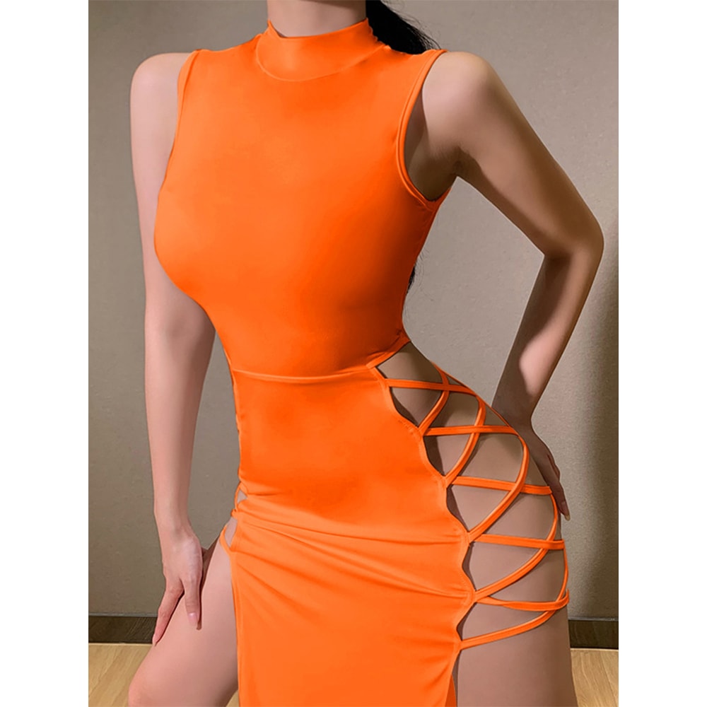 Elegant Black Sleeveless Bandage Sexy Dress, Womens Backless Tank Dress, Skinny Fashion Summer Club Party Dress