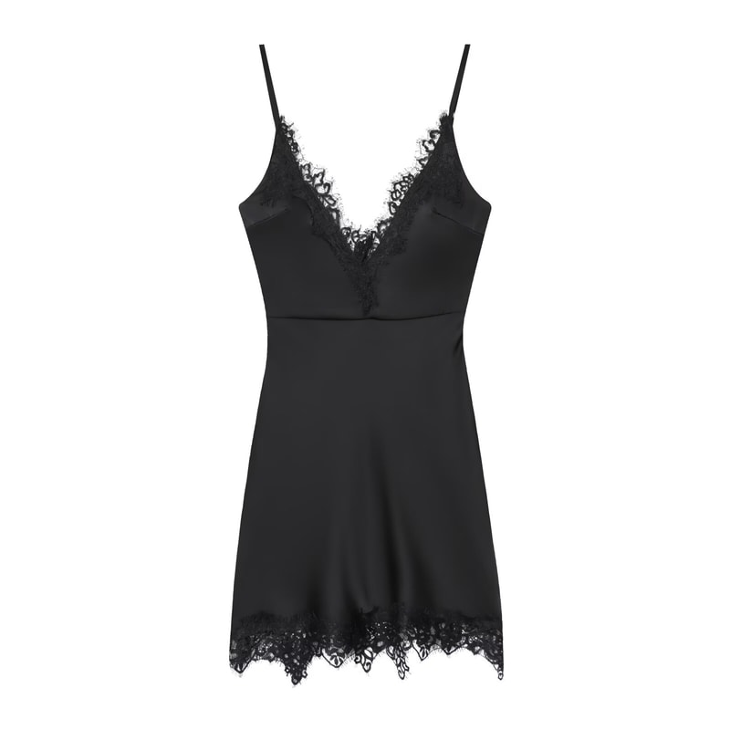 Women Lace Trim Cami Dress, Sleeveless Deep V Neck, Sexy Fashionable Chic Outfit for Stylish Women