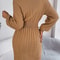 Solid Color Woolen Dress For Autumn Winter With Lantern Sleeve ONeck Knitted Dresses Women Fashion 1