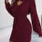 Solid Color Woolen Dress For Autumn Winter With Lantern Sleeve ONeck Knitted Dresses Women Fashion 3