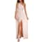 Womens Summer Casual Dress Sexy Solid Color Slanted Neck Off Shoulder High Waist Split Long Commute 6