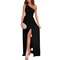Womens Summer Casual Dress Sexy Solid Color Slanted Neck Off Shoulder High Waist Split Long Commute 4