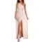 Womens Summer Casual Dress Sexy Solid Color Slanted Neck Off Shoulder High Waist Split Long Commute 0
