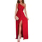 Womens Summer Casual Dress Sexy Solid Color Slanted Neck Off Shoulder High Waist Split Long Commute 9